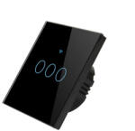 HomeVast Intrerupator inteligent cu contact tactil, cu protocol WiFi+RF, compatibil Tuya/Smart life, fara nul, 3 canale, negru - Model SM-WIFI603-B (SM-WIFI603-B)