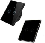 HomeVast Set HomeVast®, format din intrerupator inteligent, cu protocol WiFi+RF, compatibil Tuya/Smart life, cu contact tactil, fara nul, 2 canale, negru - Mod (SM-WIFI602-B-SM-R602-B)