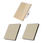 HomeVast Set HomeVast®, format din intrerupator inteligent, cu protocol WiFi+RF, compatibil Tuya/Smart life, cu contact tactil, fara nul, 3 canale, auriu - Mod (SM-WIFI603-G-2xSM-R603-G)