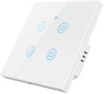 HomeVast Intrerupator inteligent cu contact tactil, HomeVast®, cu protocol WiFi, compatibil Tuya/Smart life, cu sau fara nul, 4 canale, alb (DS-101JL-4-W-O)