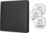 HomeVast Kit HomeVast®, format din intrerupator cinetic, RF, 3 canale, negru + 3 receivere inteligente, cu protocol WiFi+RF, compatibil Tuya/Smart life, on/off (WHD03313PB)
