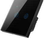 HomeVast Intrerupator inteligent cu contact tactil, HomeVast®, cu protocol WiFi, compatibil Tuya/Smart life, cu sau fara nul, 2 canale, negru (DS-101JL-2-B-O)