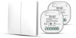 HomeVast Kit HomeVast®, format din intrerupator cinetic, RF, 2 canale, alb + 2 receivere inteligente, cu protocol WiFi+RF, compatibil Tuya/Smart life, on/off (WHD03212P)