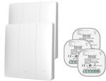 HomeVast Kit HomeVast®, format din 2 intrerupatoare cinetice, RF, 3 canale, alb + 3 receivere inteligente, cu protocol WiFi+RF, compatibil Tuya/Smart life, on/ (WHD03323P)