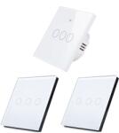 HomeVast Set HomeVast®, format din intrerupator inteligent, cu protocol WiFi+RF, compatibil Tuya/Smart life, cu contact tactil, fara nul, 3 canale, alb - Model (SM-WIFI603-W-2xSM-R603-W)