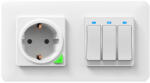 HomeVast Set HomeVast®, format din intrerupator smart, cu buton, 3 canale + priza smart (ES-WPS-3_ES-WO03)