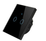 HomeVast Intrerupator inteligent cu contact tactil, cu protocol WiFi+RF, compatibil Tuya/Smart life, fara nul, 2 canale, negru - Model SM-WIFI602-B (SM-WIFI602-B)