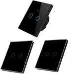 HomeVast Set HomeVast®, format din intrerupator inteligent, cu protocol WiFi+RF, compatibil Tuya/Smart life, cu contact tactil, fara nul, 2 canale, negru - Mod (SM-WIFI602-B-2xSM-R602-B)