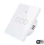HomeVast Intrerupator inteligent cu contact tactil, cu protocol WiFi+RF, compatibil Tuya/Smart life, fara nul, 3 canale, alb - Model SM-WIFI603-W (SM-WIFI603-W)