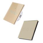 HomeVast Set HomeVast®, format din intrerupator inteligent, cu protocol WiFi+RF, compatibil Tuya/Smart life cu contact tactil, fara nul, 3 canale, auriu - Mode (SM-WIFI603-G-SM-R603-G)
