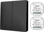 HomeVast Kit HomeVast®, format din intrerupator cinetic, RF, 2 canale, negru + 2 receivere inteligente, cu protocol ZigBee+RF, compatibil Tuya/Smart life, on/o (WHD03212ZB)
