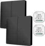 HomeVast Kit HomeVast®, format din 2 intrerupatoare cinetice, RF, 2 canale, negru + 2 receivere inteligente, cu protocol WiFi+RF, compatibil Tuya/Smart life, o (WHD03222PB)