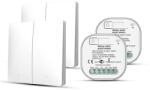 HomeVast Kit HomeVast®, format din 2 intrerupatoare cinetice, RF, 2 canale, alb + 2 receivere inteligente, WiFi+RF, compatibil Tuya/Smart life, on/off (WHD03222P)