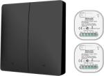 HomeVast Kit HomeVast®, format din intrerupator cinetic, RF, 2 canale, negru + 2 receivere inteligente, cu protocol WiFi+RF, compatibil Tuya/Smart life, on/off (WHD03212PB)