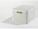 Keter Curver: Rattan hatású kosár tetővel, 30l, törtfehér, CURVER "Style L (205862)