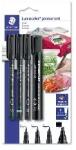 STAEDTLER Staedtler: Alkoholos marker készlet, vegyes, STAEDTLER "Lumocolor® 60" 4 különböző vonalvastagság, fekete (60 BK-6)