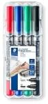 STAEDTLER Staedtler: Alkoholos marker készlet, 0, 6/1, 5 mm, kúpos, kétvégű, STAEDTLER "Lumocolor® duo 348", 4 különböző szín (348 WP4)