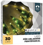 DekorTrend fém ablakdísz fenyőfákkal, 30 cm, 30 led, meleg fehér, elemes (KDA_011) - dekortrend