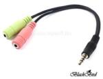 BlackBird Átalakító Headset Stereo jack 1x 3.5mm 4 pin male to 2x 3.5mm 3 pin female (OMTP) (BH1249) (BH1249)