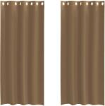 vidaXL 2 db világosbarna színű fátyolfüggönyök rojtokkal 4102127 (4102127)