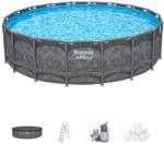 Bestway kerek medence, APX365 Winterproof Frame, Homokszűrő rendszer, Létrával és ponyvával, Fémkeret, Szürke márványhatású, 549x132 cm