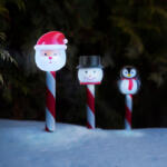  Karácsonyi szolár lámpa - LED - Mikulás, hóember, pingvin - 36, 5 x 6 x 6 cm (59760)