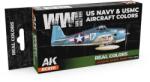 AK Interactive WWII US Navy & USMC Aircraft Colors lakk alapú festék készlet 6x 17ml (RCS111)