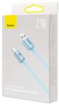 Baseus Cablu pentru incarcare si transfer de date Baseus Crystal Shine, USB/Lightning, 2.4A, 1.2m, Albastru