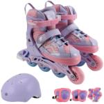 Action Desire Görkorcsolya szett, sisakkal, könyök/térd védő és hordtáskával, állítható, L méret (39-42), rózsaszín (SRTV0442.1)