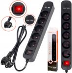 Virone Hosszabbító túlfeszültségvédő szalag +usb 1, 5m kábel Megvilágított Kapcsoló (PS-1/B/1,5M)