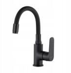 Kuchinox Mosdó Csaptelep Flexibilis Kifolyócsővel, Fekete (BQD_721D)
