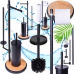 YOKA Wc-papír Tartó Állvány Fekete, Wc Kefével, Fém Tartóval (P.SISU-BLK-B)