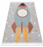Dywany Łuszczów Gyerekszőnyeg 120x170 Űrrakéta strukturált Rojtok #E365 (E365)