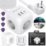 Qoltec Tápegység hosszabbító kocka 6in1 3x Ac 2x Usb 1x Usb-c Pd 20W 2m (52547)