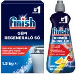 Finish gépi regeneráló só 1, 5 kg + Finish Shine and Protect gépi öblítőszer 400 ml - 1 db