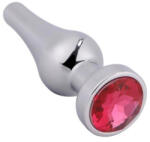  Fém anál dildó, hosszúkás, piros kristállyal (ezüst) - ovszer-vasarlas