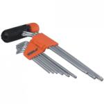 Dedra torx kulcs készlet, 9db, CrV T10-T50, hosszított, PVC tartóval - 0654 (0654)