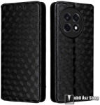OnePlus 13R, Ace 5, Ace 5 Pro, Telefontok, Notesz, Asztali tartó, Oldalra nyíló, Bankkártyatartó, 3D rombusz minta, Szilikon belső, Fekete