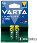 VARTA RECHARGE ACCU elem (AA, 1.2V, 1600mAh Ni-MH, újratölthető) 2db/csomag (58399201402)