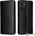 OnePlus Nord CE5 5G, Telefontok, Notesz, Asztali tartó, Oldalra nyíló, Bankkártyatartó, 3D rombusz minta, Szilikon belső, Fekete