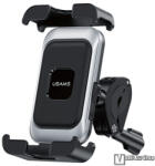 USAMS biciklis, kerékpáros, motoros telefontartó konzol, 360°-ban forgatható, Szilikon csúszásgátló, 22-35 mm átmérőjű kormányra alkalmas, 4.7-7.2"-os készülékekhez, ZJ082, Fekete