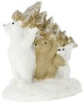  Dekoráció jegesmedve fával, mókussal poly 6, 1x5, 9x6, 4 cm fehér, arany (LR24B-6499)