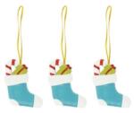  Dekoráció zokni ajándékkal, cukorbottal, akasztós poly 4, 1x1, 4x5 cm kék, fehér 3db/csomag (LR24B-6531)