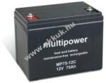 MULTIPOWER Ólom akku 12V 75Ah Multipower típus MP75-12C ciklusálló, ciklikus