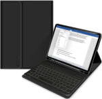 Apple iPad 10.9 (2022) / iPad 11 (2025), Bluetooth billentyűzetes mappa tok, érintőceruza tartó, érintőceruza nélkül, TP SC Pen Holder + Keyboard, fekete - tok-shop