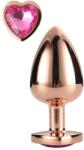 DreamToys Gleaming Love - alumínium plug szív alakú kővel - M (rózsaarany) - sexshopcenter