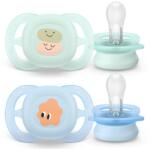 Philips Set 2 suzete Philips Avent Ultra Start SCF075/04, ortodontice, fara BPA, 0-2 luni, cu model (Verde/Albastru) (SCF075/04)