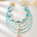 HARAHU Set de coliere OC-38847 - Albastru / Alb KP38847