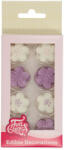 FUNCAKES cukor virágdísz, lila és fehér virágok