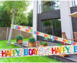  Happy Birthday Rainbow Dots - Színes Pöttyös Szülinapi Parti Kordonszalag - 15 m
